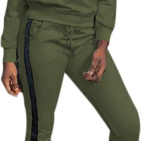 Chic Women’s Stripe Patchwork Sweatsuit Set – Pullover & Skinny Pants, 3X-Large - Picture 1 of 7